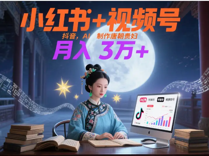 小红书+视频号+抖音,AI轻松制作唐朝贵妇IP,毒鸡汤、励志、减肥瘦身、养生赛道轻松切入,每天30分钟,轻松产出N条,月入3万+ -创业猫 小红书+视频号+抖音,AI轻松制作唐朝贵妇IP,毒鸡汤、励志、减肥瘦身、养生赛道轻松切入,每天30分钟,轻松产出N条,月入3万+ -创业猫