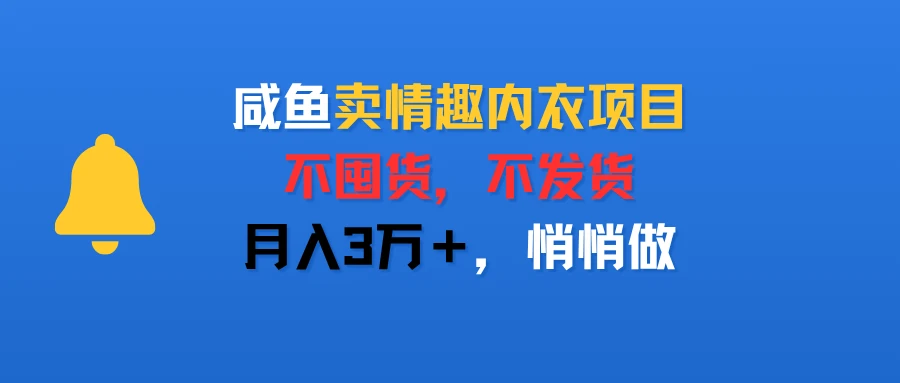咸鱼卖情趣内衣项目,不囤货,不发货,月入3万+,悄悄做-创业猫 咸鱼卖情趣内衣项目,不囤货,不发货,月入3万+,悄悄做-创业猫