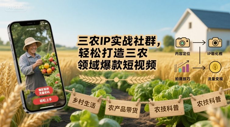 【精】三农IP实战社群,轻松打造三农领域爆款短视频-创业猫 【精】三农IP实战社群,轻松打造三农领域爆款短视频-创业猫