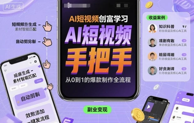 【精】AI短视频创富学习,手把手教会你制作AI短视频-七量思维