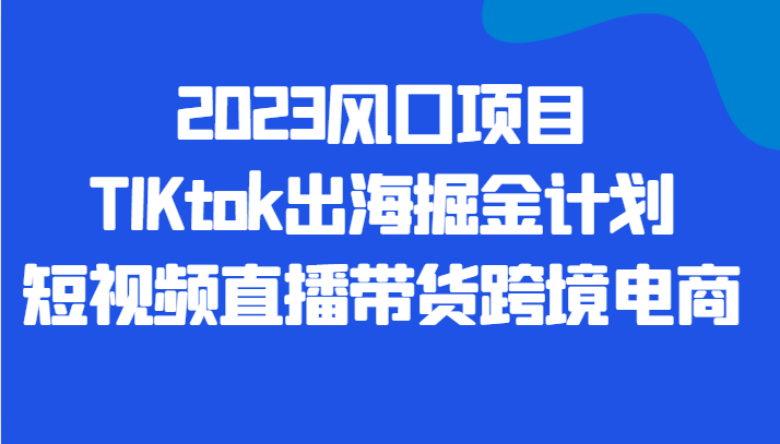 2023风口项目TIKtok出海掘金计划短视频直播带货跨境电商-七量思维