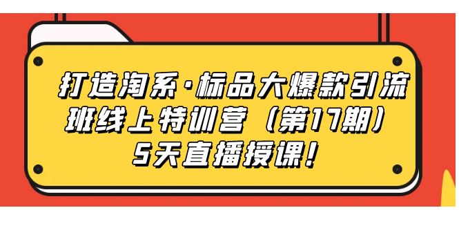 （7226期）打造淘系·标品大爆款引流班线上特训营（第17期）5天直播授课！-七量思维