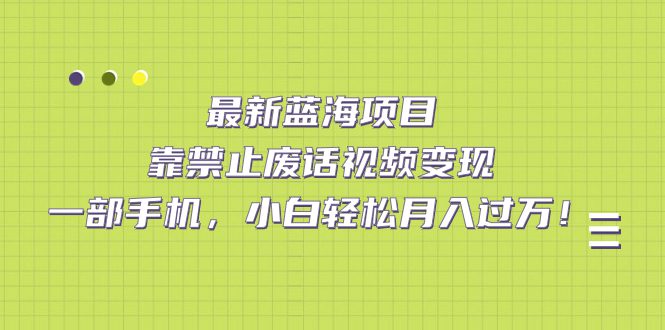 （7276期）最新蓝海项目，靠禁止废话视频变现，一部手机，小白轻松月入过万！-七量思维