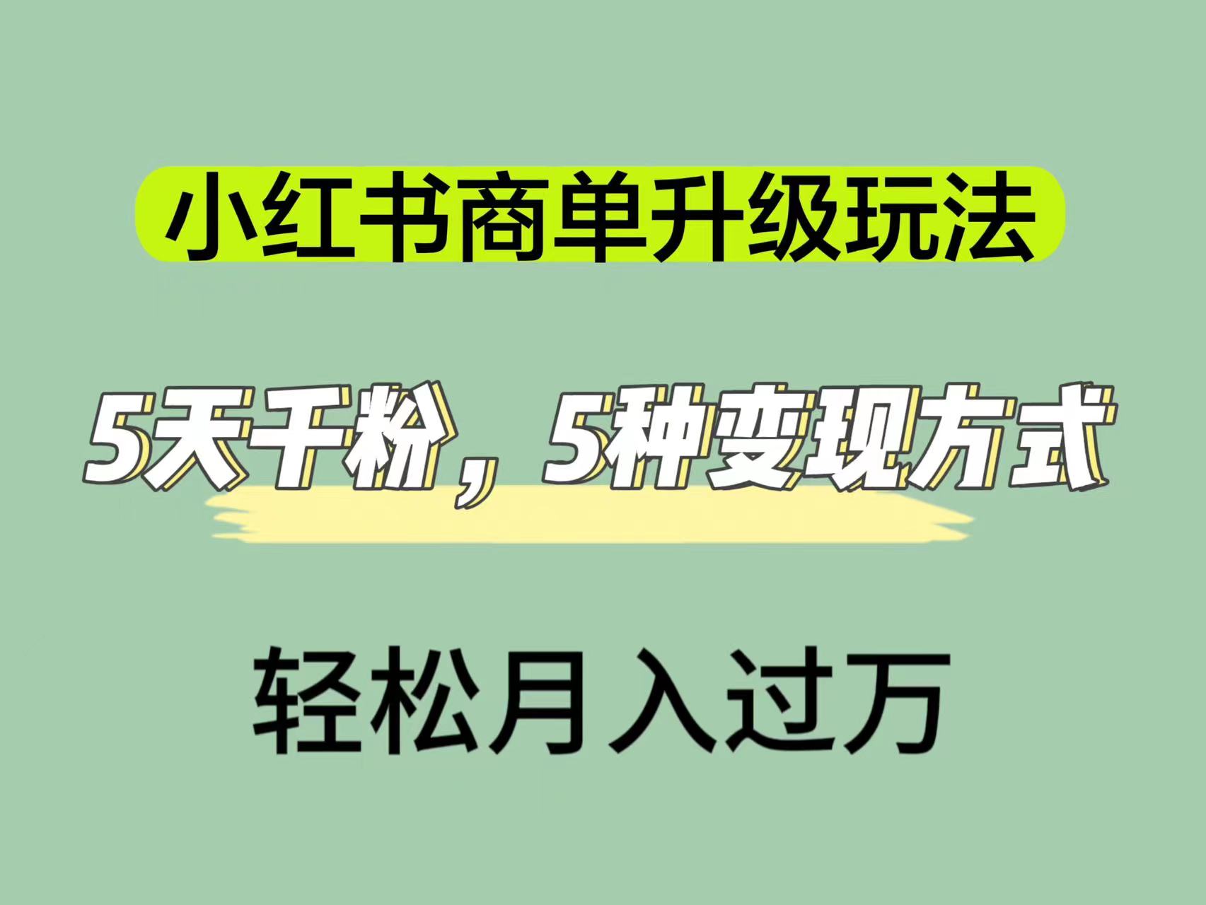 （7312期）小红书商单升级玩法，5天千粉，5种变现渠道，轻松月入1万+-七量思维