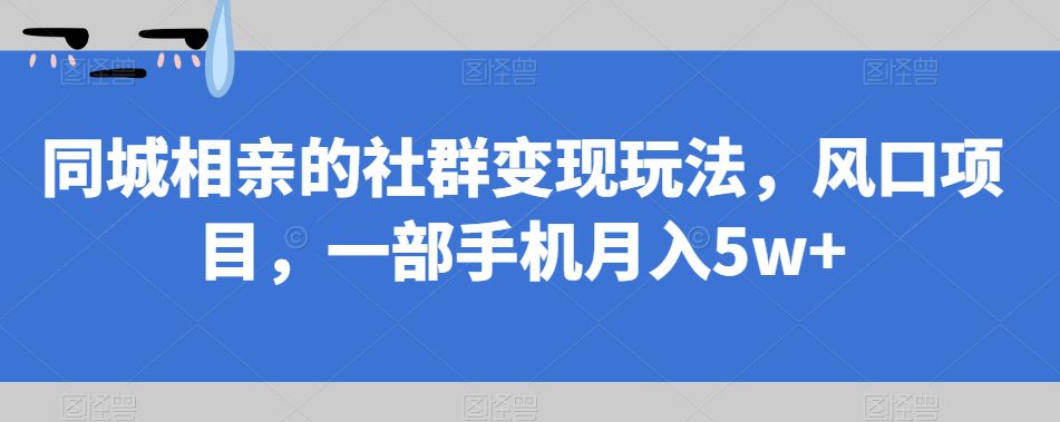 同城相亲的社群变现玩法，风口项目，一部手机月入5w+【揭秘】-七量思维