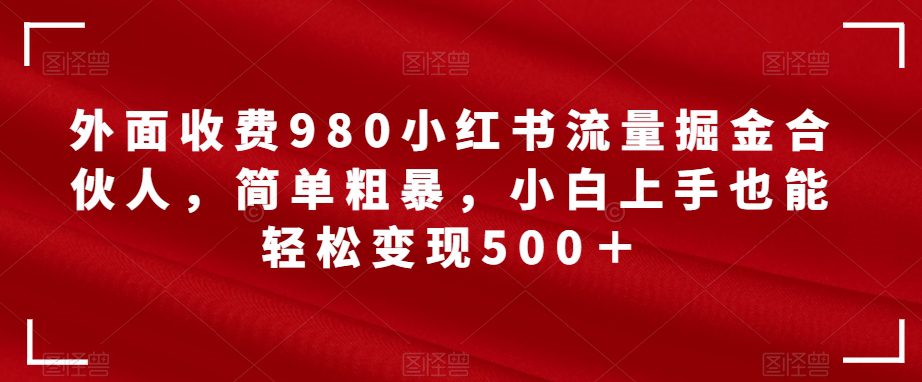 外面收费980小红书流量掘金合伙人，简单粗暴，小白上手也能轻松变现500＋【揭秘】-七量思维