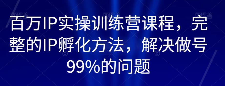 百万IP实操训练营课程，完整的IP孵化方法，解决做号99%的问题-七量思维