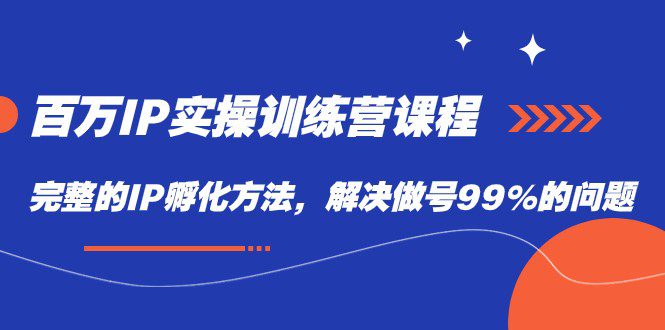 百万IP实战训练营课程，完整的IP孵化方法，解决做号99%的问题-七量思维