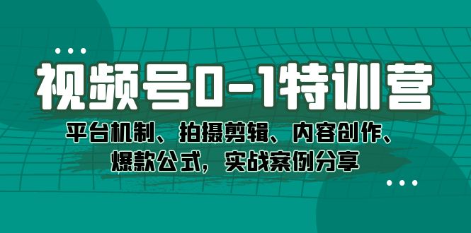 （7373期）视频号0-1特训营：平台机制、拍摄剪辑、内容创作、爆款公式，实战案例分享-七量思维