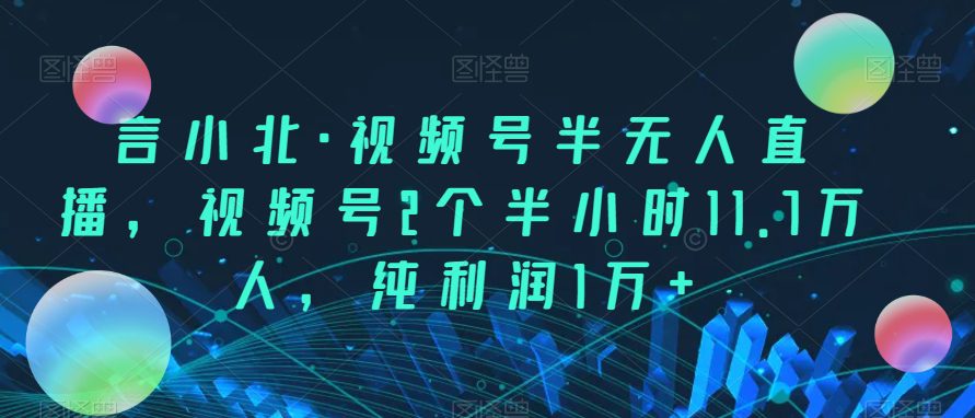 言小北·视频号半无人直播，视频号2个半小时11.7万人，纯利润1万+-七量思维