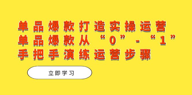 （7488期）单品爆款打造实操运营，单品爆款从“0”-“1”手把手演练运营步骤-七量思维