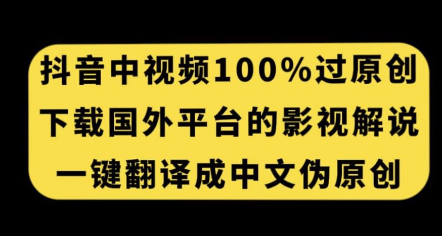 抖音中视频百分百过原创，下载国外平台的电影解说，一键翻译成中文获取收益-七量思维