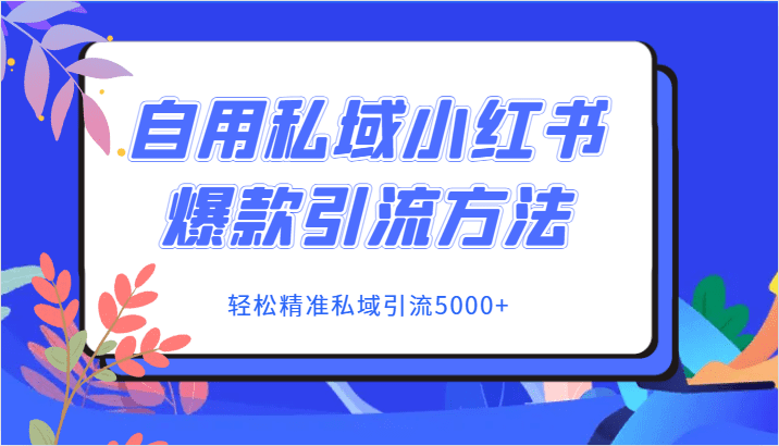 自用私域小红书爆款引流方法，轻松精准私域引流5000+-七量思维