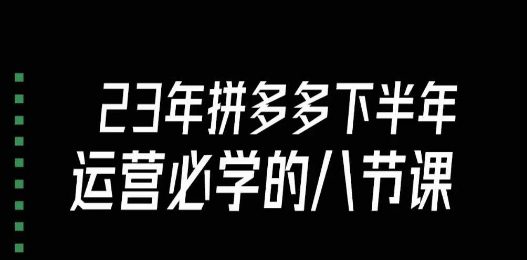 大牙·23年下半年拼多多运营必学的八节课（18节完整）-七量思维