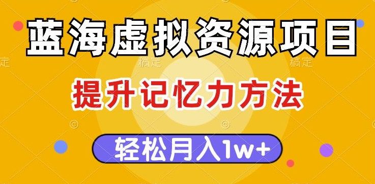 蓝海虚拟资源项目，提升记忆力方法，多种变现方式，轻松月入1w+【揭秘】-七量思维