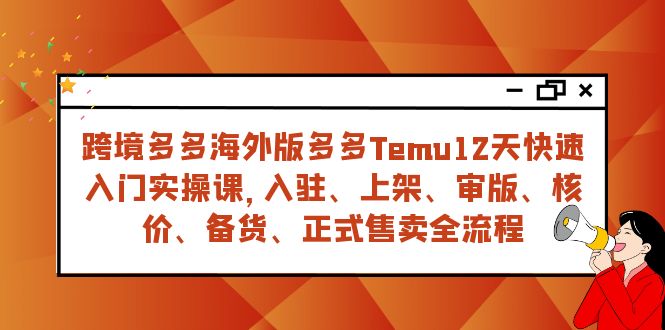 跨境多多海外版多多Temu12天快速入门实战课，从入驻 上架到正式售卖全流程-七量思维