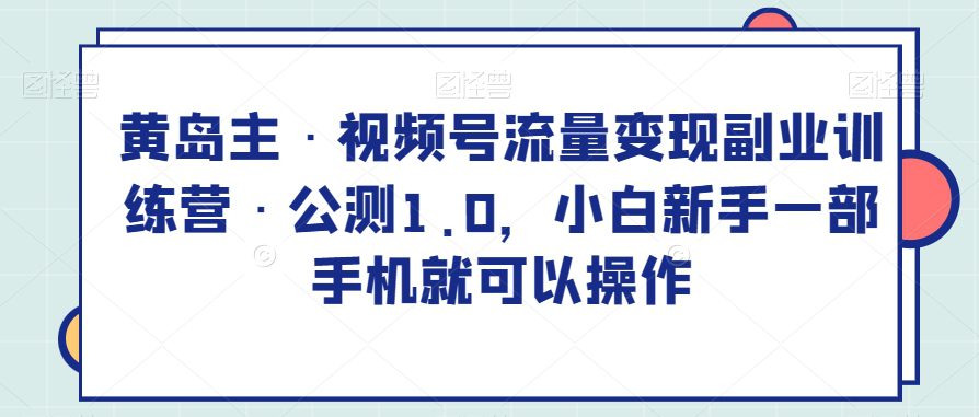 黄岛主·视频号流量变现副业训练营·公测1.0，小白新手一部手机就可以操作-七量思维