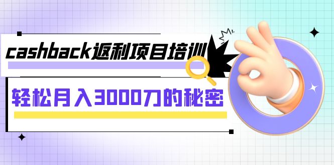 （7765期）cashback返利项目培训：轻松月入3000刀的秘密（8节课）-七量思维