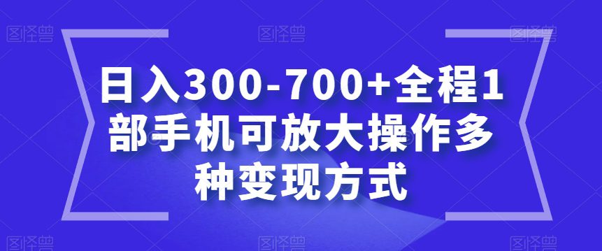 日入300-700+全程1部手机可放大操作多种变现方式【揭秘】-七量思维