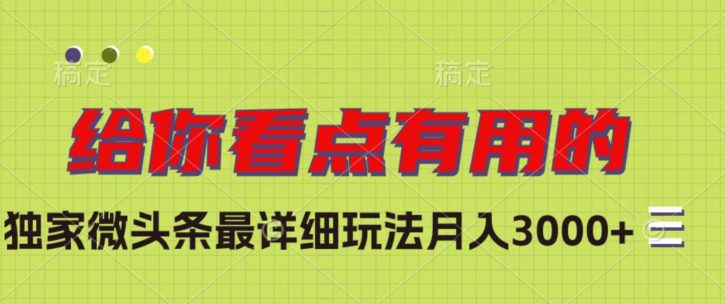 独家微头条最详细玩法，月入3000+【揭秘】-七量思维