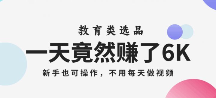 一天竟然赚了6000多，教育类选品，新手也可操作，更不用每天做短视频【揭秘】-七量思维