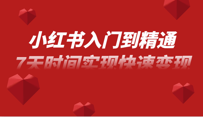 小红书入门到精通课，无货源电商实操运营，7天时间实现快速变现-七量思维