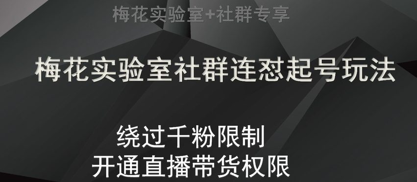 梅花实验室社群连怼起号玩法，视频号绕过千粉限制，开通直播带货权限【揭秘】-七量思维