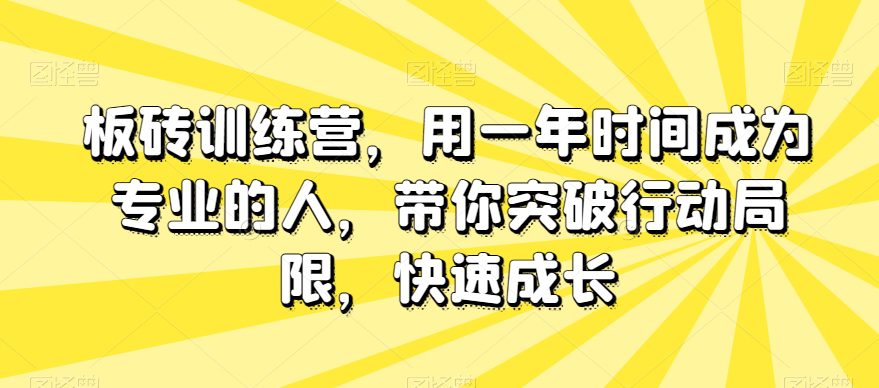 板砖训练营，用一年时间成为专业的人，带你突破行动局限，快速成长-七量思维