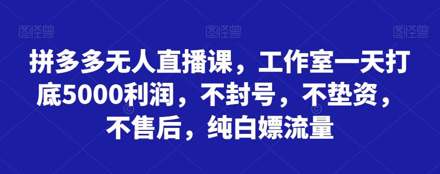 拼多多无人直播课，工作室一天打底5000利润，不封号，不垫资，不售后，纯白嫖流量-七量思维