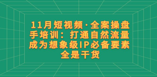 （8182期）11月短视频·全案操盘手培训：打通自然流量 成为想象级IP必备要素 全是干货-七量思维