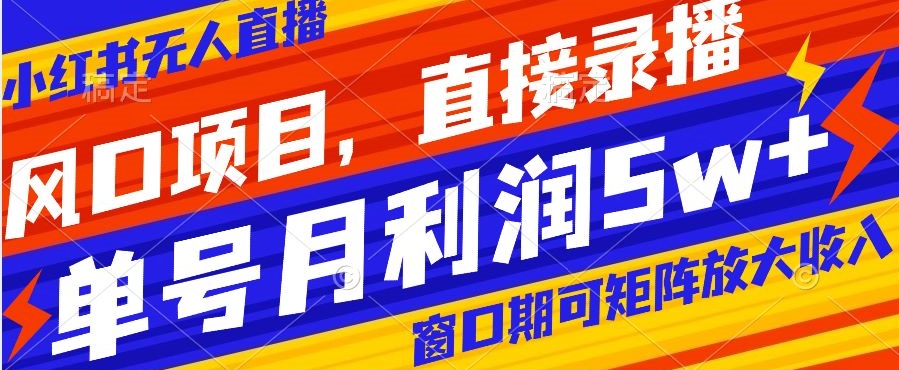 风口项目，小红书无人直播带货，直接录播，可矩阵，月入5w+【揭秘】-七量思维