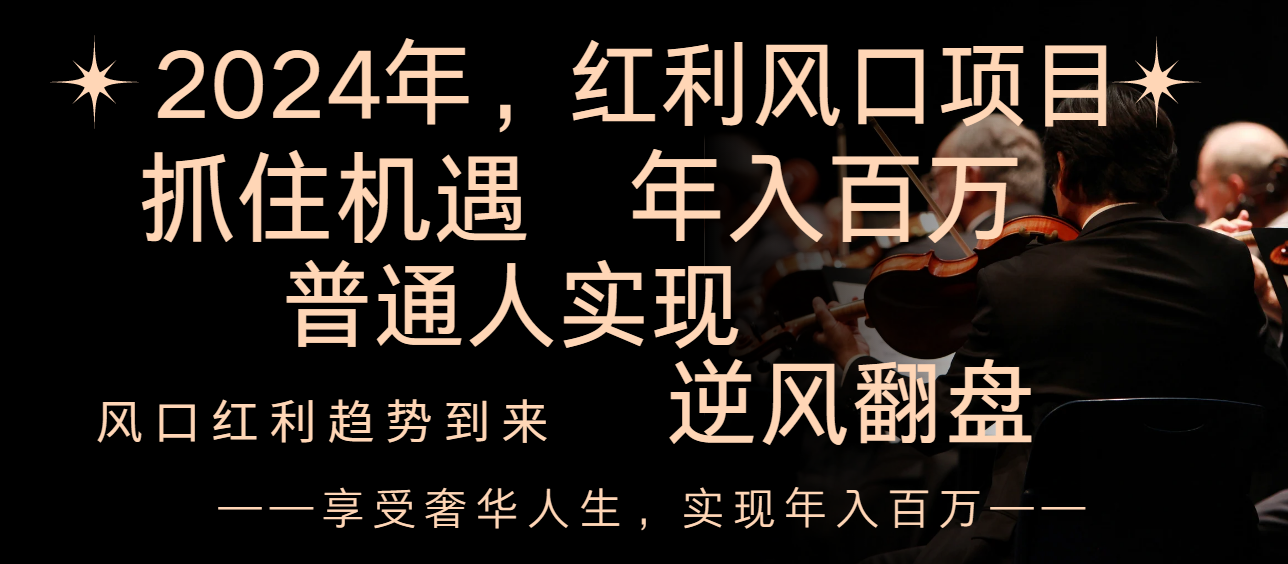 （8418期）2024红利风口项目来袭，享受第一波红利，逆风翻盘普通人也能实现，年入百万-七量思维