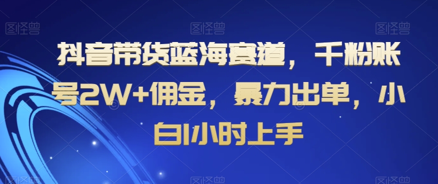 抖音带货蓝海赛道，千粉账号2W+佣金，暴力出单，小白1小时上手【揭秘】-七量思维