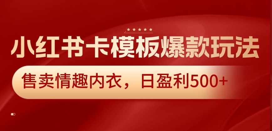 小红书卡模板爆款玩法，售卖情趣内衣，日盈利500+-七量思维