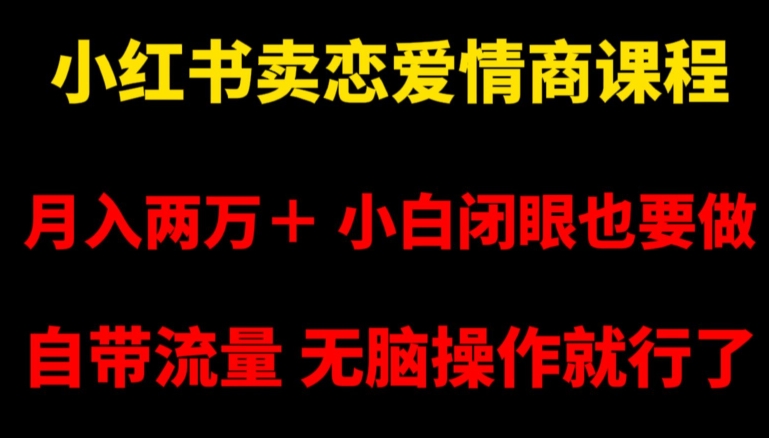 小红书卖恋爱情商课程，月入两万＋，小白闭眼也要做，自带流量，无脑操作就行了【揭秘】-七量思维