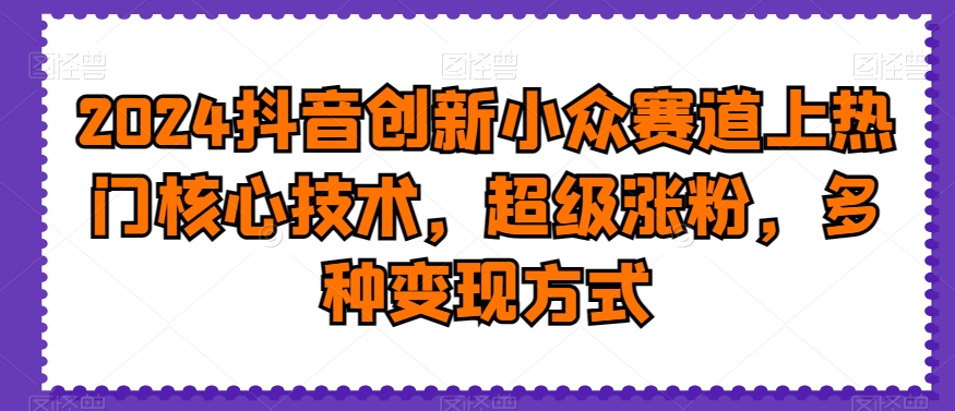 2024抖音创新小众赛道上热门核心技术，超级涨粉，多种变现方式-七量思维