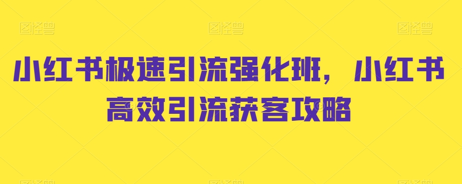 小红书极速引流强化班，小红书高效引流获客攻略-七量思维