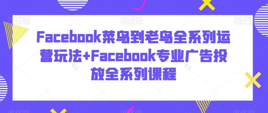 Facebook菜鸟到老鸟全系列运营玩法+Facebook专业广告投放全系列课程-七量思维