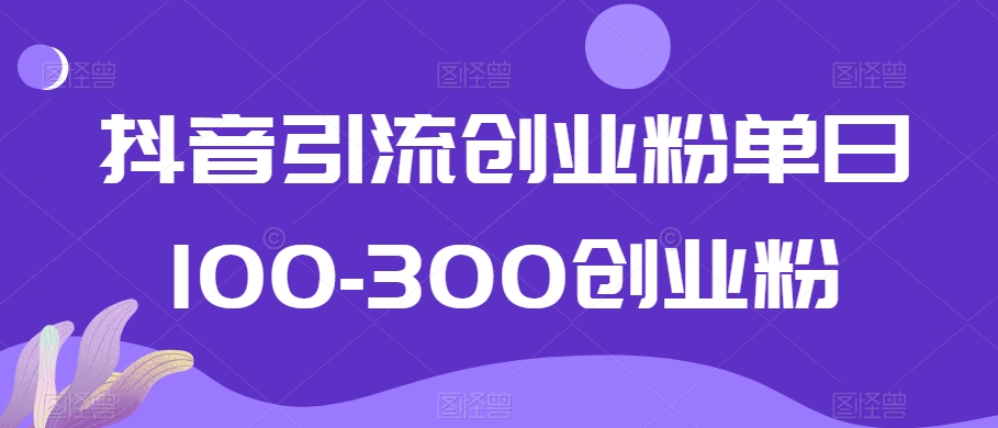 抖音引流创业粉单日100-300创业粉-七量思维