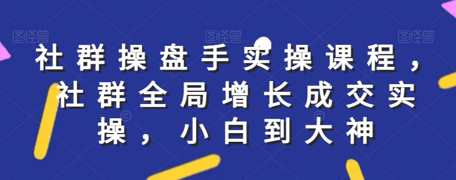 社群实操课程，社群全局增长成交实操，小白到大神-七量思维