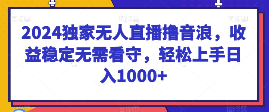 2024独家无人直播撸音浪，收益稳定无需看守，轻松上手日入1000+-七量思维