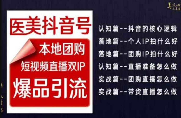 2024医美如何做抖音，医美抖音号本地团购，短视频直播双IP，爆品引流-七量思维