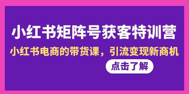 小红书矩阵号获客特训营-第10期，小红书电商的带货课，引流变现新商机-七量思维