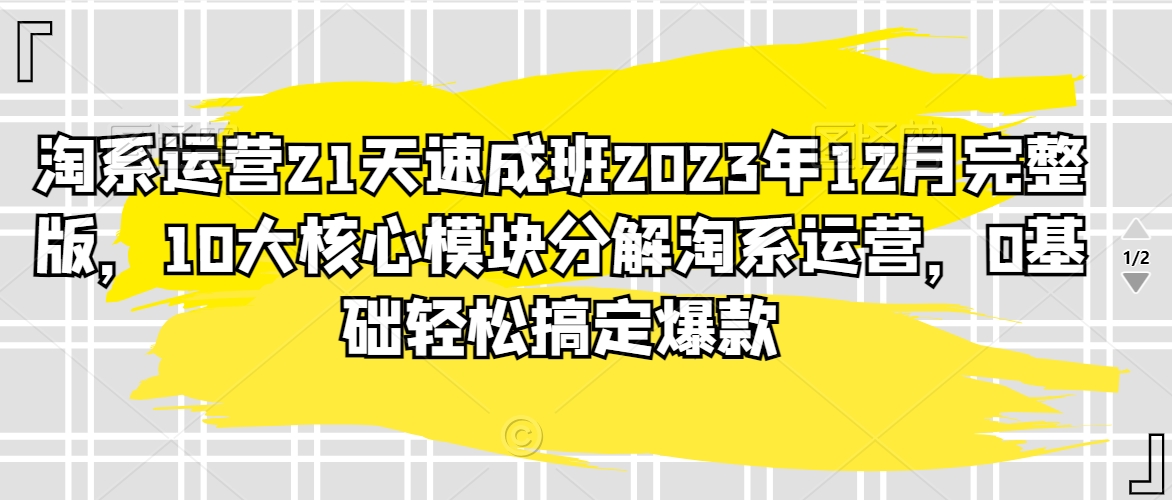 淘系运营21天速成班2023年12月完整版，10大核心模块分解淘系运营，0基础轻松搞定爆款-七量思维