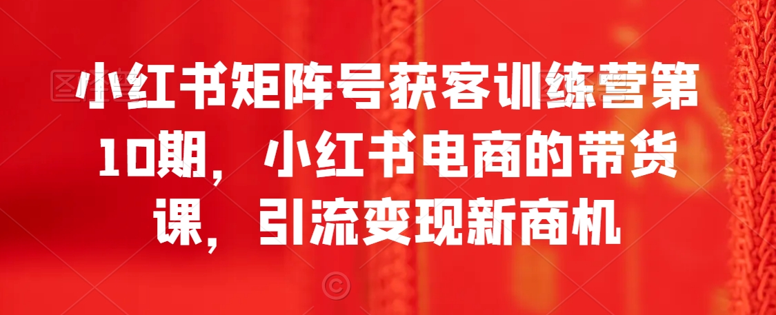 小红书矩阵号获客训练营第10期，小红书电商的带货课，引流变现新商机-七量思维