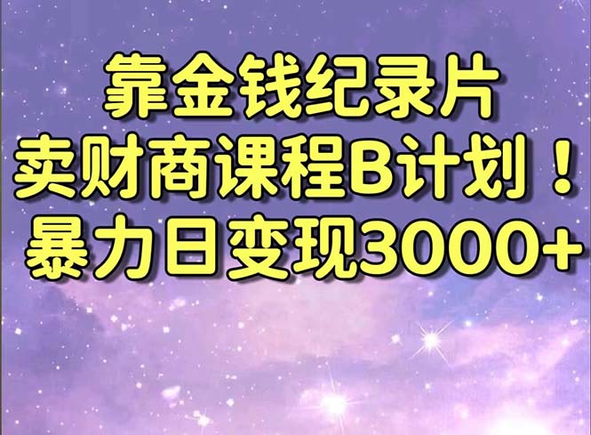 （8944期）靠金钱纪录片卖财商课程B计划！暴力日变现3000+，喂饭式干货教程！-七量思维