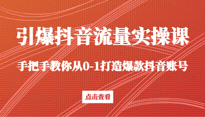 引爆抖音流量实操课，手把手教你从0-1打造爆款抖音账号（27节课）-七量思维