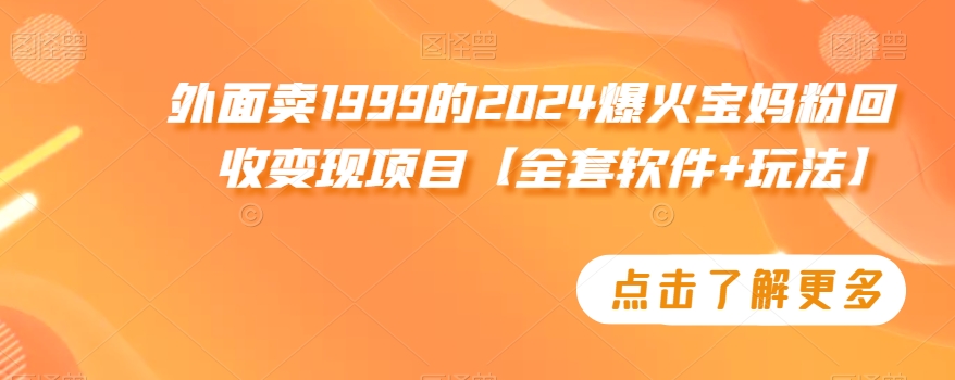 外面卖1999的2024爆火宝妈粉回收变现项目【全套软件+玩法】-七量思维