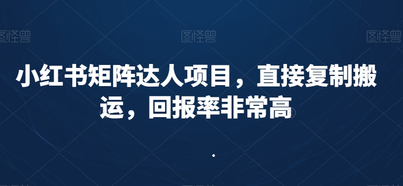 小红书矩阵达人项目，直接复制搬运，回报率非常高-七量思维