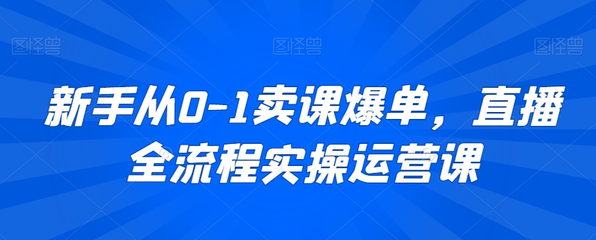 新手从0-1卖课爆单，直播全流程实操运营课-七量思维